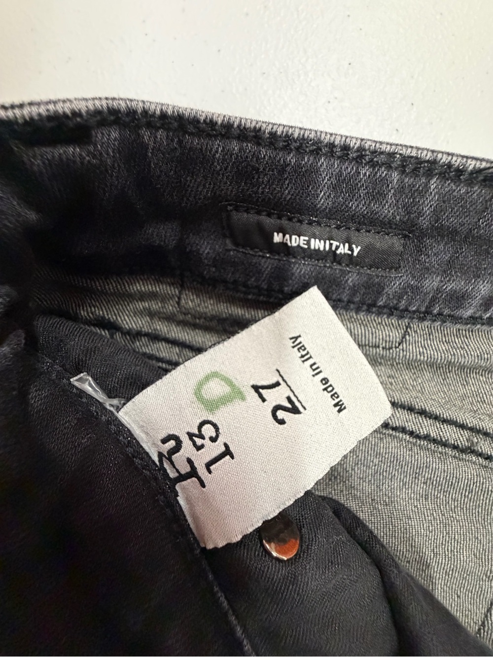 R13 Alison Crop Jeans Women’s 27 Black Petrol Mended Distressed Made Italy B342